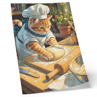 Wandposter Eine entzückende Kochkatze, umgeben von Topfpflanzen
