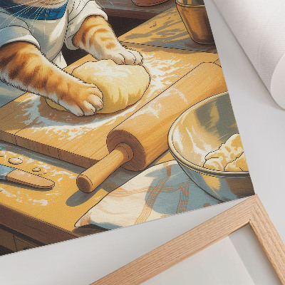 Wandposter Eine entzückende Kochkatze, umgeben von Topfpflanzen