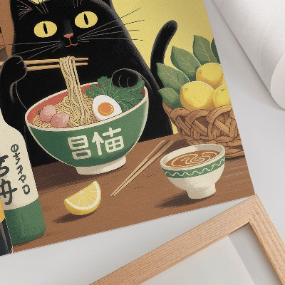 Poster Katze mit Ramen und Zitronen, japanisches Thema, zeitlose Atmosphäre