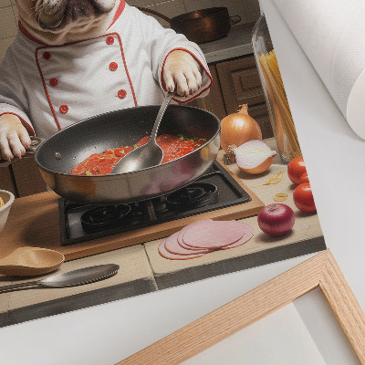 Kunstdruck leinwand Bulldogge in der Küche – lustiger, surrealer Stil