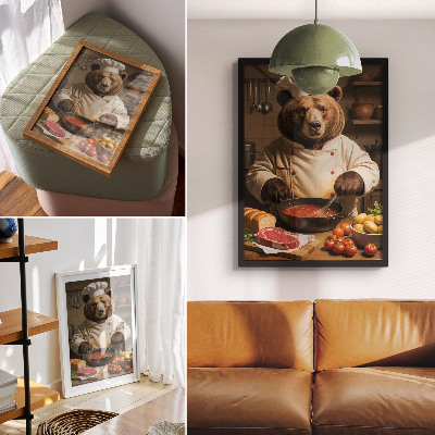Wandposter Bär kocht warme Seelenszene surrealistische Wärme