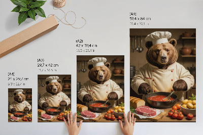 Wandposter Bär kocht warme Seelenszene surrealistische Wärme