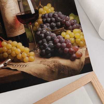 Poster Flasche Wein, Trauben, Apfel, Rose, Eleganz