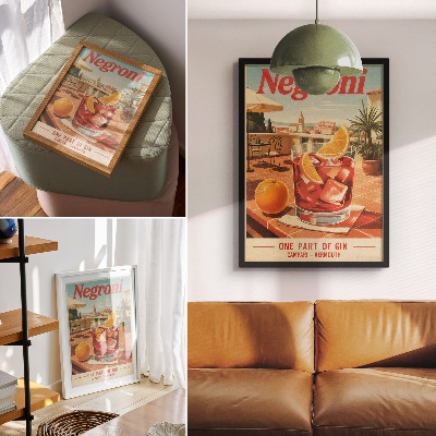 Kunstdruck leinwand Orangensaft auf der Terrasse, Retro-Atmosphäre