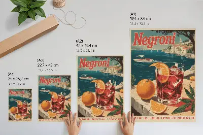 Wandposter mit intensiven Farben und sommerlicher Urlaubsstimmung am Meer in Orange