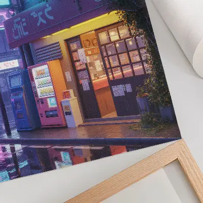 Kunstdruck auf Leinwand Neonregen mit stimmungsvoller Atmosphäre und bunten Lichtern