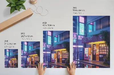 Kunstdruck auf Leinwand Neonregen mit stimmungsvoller Atmosphäre und bunten Lichtern