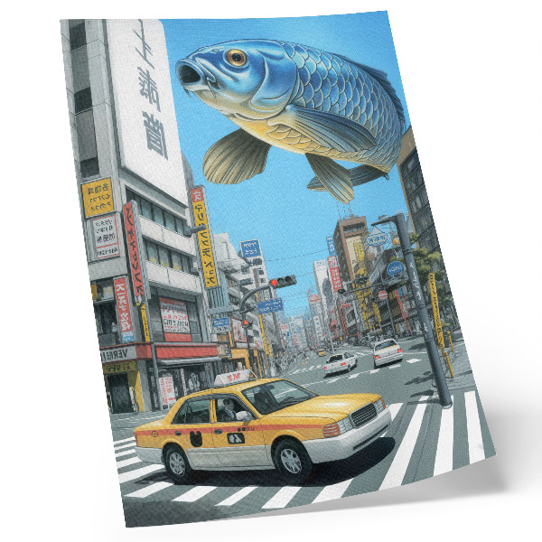 Wandposter Urbaner Surrealismus, Fische, moderne Straße