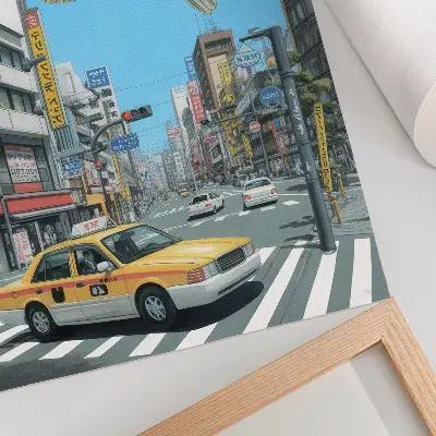 Wandposter urbaner Surrealismus mit Fischen auf einer modernen Straße