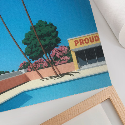 Poster Blauer Himmel, Palmen, Swimmingpool im modernen Stil