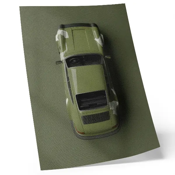 Kunstdruck auf Leinwand elegantes minimalistisches Motiv eines grünen Autos