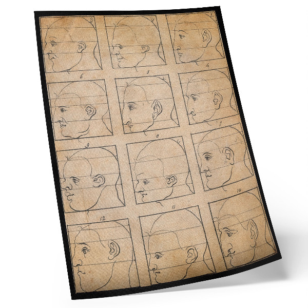 Wandposter Zwölf menschliche Profile in Umrissen - Zeichnung von Albert Dürer, ca. 1794