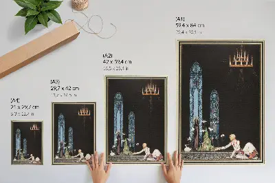 Wandposter mit einer Illustration von Kay Nielsen für das Buch Östlich der Sonne und westlich des Mondes nach Aubrey Beardsley