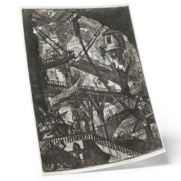 Poster Zugbrücke, Tafel VII aus dem Zyklus Carceri d'Invenzione von Giovanni Battista Piranesi