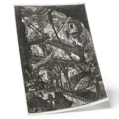 Poster Zugbrücke, Tafel VII aus dem Zyklus Carceri d'Invenzione von Giovanni Battista Piranesi
