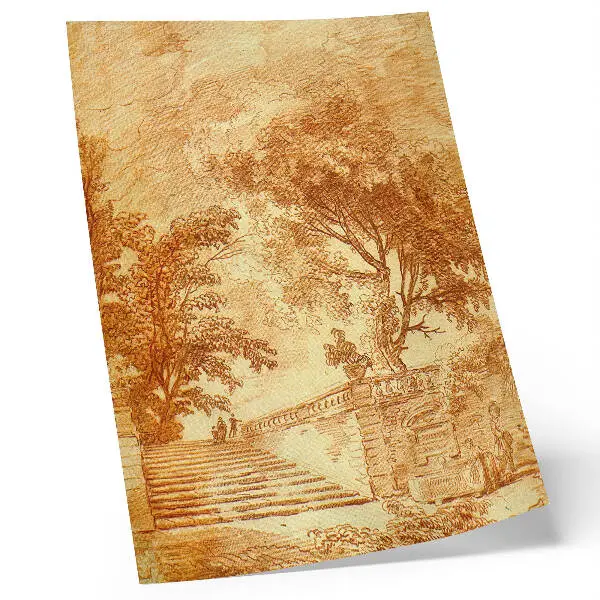 Landschaft mit Treppe von Hubert Robert Poster