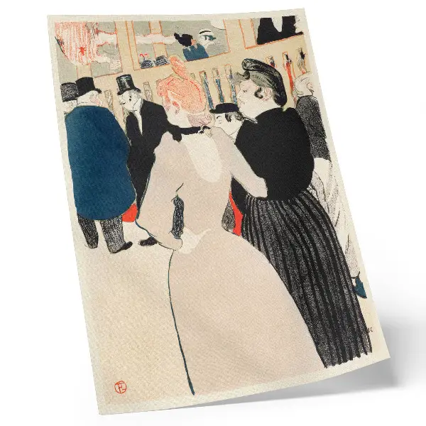 Poster von Henri de Toulouse-Lautrec hochwertiger Kunstdruck von Im Moulin Rouge: La Goulue und ihre Schwester (1892)