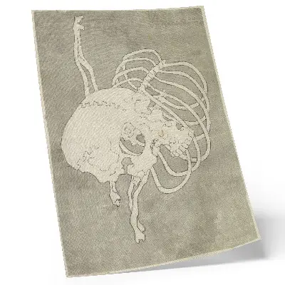 Kunstdruck auf Leinwand Hokusais Schädel mit Rippen und makabrem Brustkorb als Originalgemälde aus dem Rijksmuseum