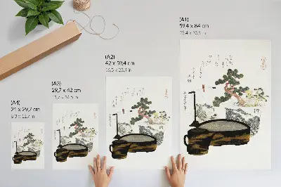 Wandposter Katsushika Hokusais Teetisch von 1822 als japanischer Vintage-Holzschnitt