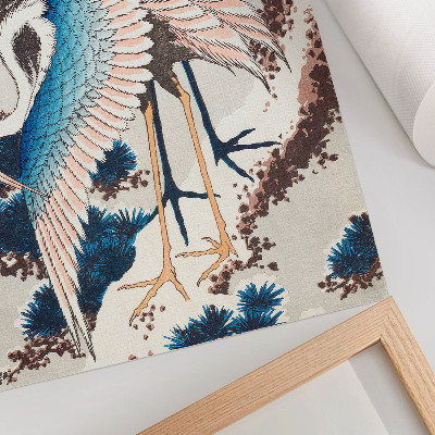 Kunstdruck leinwand Kraniche in einem schneebedeckten Baum von Katsushiki Hokusai (1834), historischer Holzschnitt