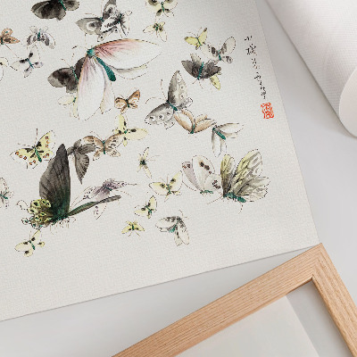 Wandposter Hokusais Schmetterlinge und Motten (1830-1850)