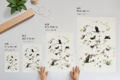 Wandposter Hokusais Schmetterlinge und Motten (1830-1850)
