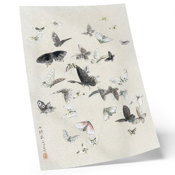 Kunstdruck leinwand Hokusais Schmetterlinge und Motten
