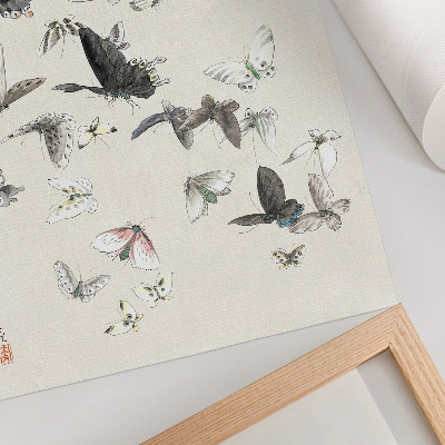 Kunstdruck leinwand Hokusais Schmetterlinge und Motten