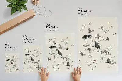Hokusais Schmetterlinge und Motten als Kunstdruck auf Leinwand