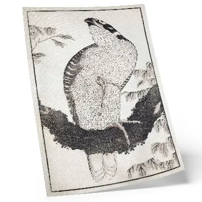 Kunstdruck auf Leinwand Katsushika Hokusais Vogel aus dem Skizzenalbum von 1814 als japanischer Holzschnitt