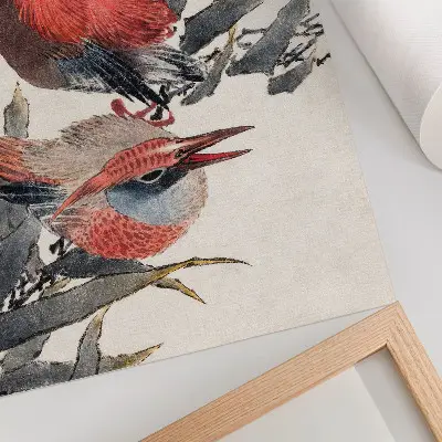 Wandposter Katsushika Hokusais Vögel aus dem Skizzenalbum von 1814 als japanischer Holzschnitt