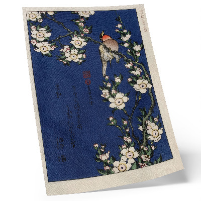 Poster Katsushika Hokusai (1760-1849), Rotkehlchen auf einem Kirschblütenzweig
