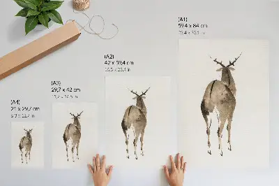 Kunstdruck auf Leinwand Katsushiki Hokusais Hirsch aus dem Jahr 1904 als Vintage-Tierillustration