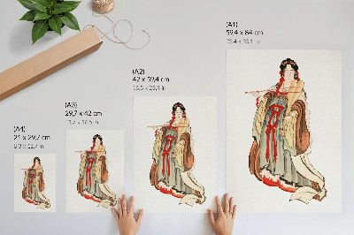 Wandposter Benten (Göttin der Liebe) (18.–19. Jahrhundert), eine Illustration einer japanischen Frau aus der Steinzeit von Katsushika Hokusai