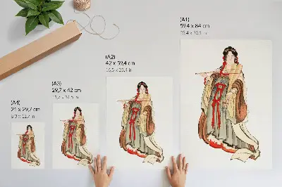 Wandposter Benten, Göttin der Liebe nach einer Illustration von Katsushika Hokusai aus dem 18. bis 19. Jahrhundert