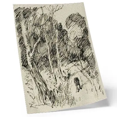 Wandposter Waldlandschaft mit einem Vagabunden von Théophile-Alexandre Steinlen