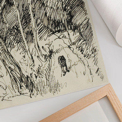 Wandposter Waldlandschaft mit einem Vagabunden von Théophile-Alexandre Pierre Steinlen