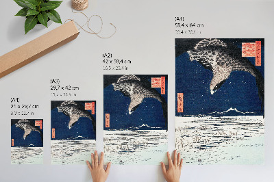 Wandposter Japanischer Falke (1857) Vintage Ukiyo-e von Utagawa Hiroshige