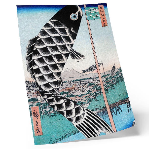Wandposter Utagawa Hiroshiges Suidobashi- und Surugadai-Brücke (1857)