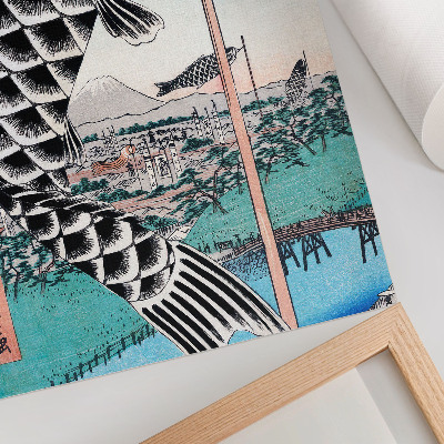 Wandposter Utagawa Hiroshiges Suidobashi- und Surugadai-Brücke (1857)