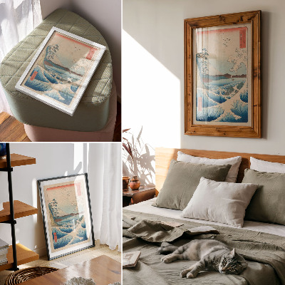 Kunstdruck leinwand Eine tolle Welle am Satta Beach in Suruga, aus der Serie Thirty-six Views of Fuji (Fuji Sanjuroku Kei) von Utagawa Kuniyos