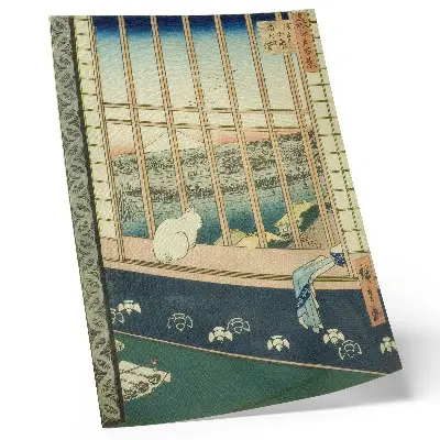 Wandposter mit dem Motiv „Die Reisfelder von Asakusa und das Torinomachi-Festival“ aus der Serie „Hundert berühmte Ansichten von Edo“ von Hiroshige