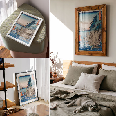 Wandposter Höhleneingang auf der Insel Enoshima in der Provinz Sagami, Nr. 15, von Utagawa Hiroshige