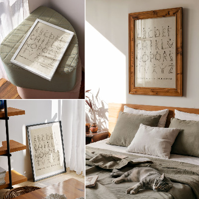 Wandposter Das nackte Alphabet; Alphabet de la Bourbonnoise (1790)