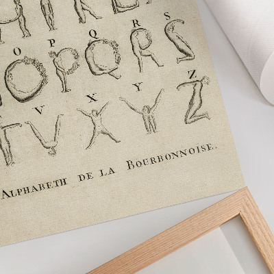 Wandposter Das nackte Alphabet; Alphabet de la Bourbonnoise (1790)