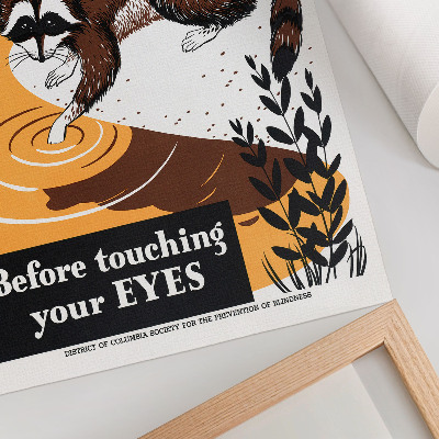 Wandposter Waschen Sie Ihre Hände, bevor Sie Ihre Augen berühren (1941–1945), Illustration
