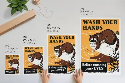 Wandposter Illustration Waschen Sie Ihre Hände bevor Sie Ihre Augen berühren (1941–1945)