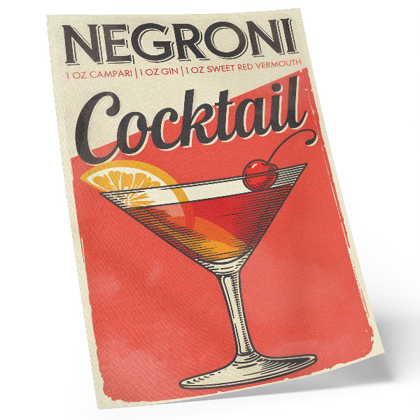 Kunstdruck leinwand Negroni-Cocktail mit Zitrone und Kirsche