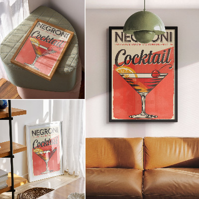 Kunstdruck leinwand Negroni-Cocktail mit Zitrone und Kirsche