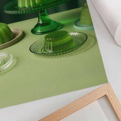 Wandposter Grüne Gelees auf verschiedenen Tellern